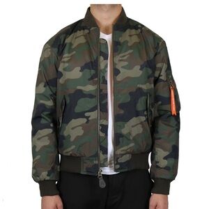 Spire Mens Heavy Weight MA-1 Flight Camo Bomber Jacket Green XL - NWT